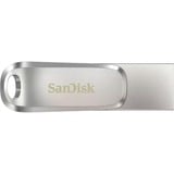 SanDisk Ultra Dual Drive Luxe unidad flash USB 64 GB USB Type-A / USB Type-C 3.2 Gen 1 (3.1 Gen 1) Acero inoxidable, Lápiz USB plateado, 64 GB, USB Type-A / USB Type-C, 3.2 Gen 1 (3.1 Gen 1), 150 MB/s, Girar, Acero inoxidable