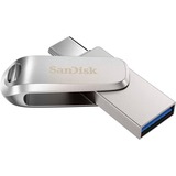 SanDisk Ultra Dual Drive Luxe unidad flash USB 64 GB USB Type-A / USB Type-C 3.2 Gen 1 (3.1 Gen 1) Acero inoxidable, Lápiz USB plateado, 64 GB, USB Type-A / USB Type-C, 3.2 Gen 1 (3.1 Gen 1), 150 MB/s, Girar, Acero inoxidable