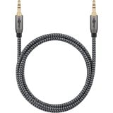 goobay Cable de conexión de audio Plus AUX 3,5mm estéreo negro/Plateado