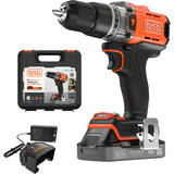 BLACK+DECKER Atornillador percutor inalámbrico POWERCONNECT BCD383D1XK, 18 voltios, Martillo atornillador naranja/Negro