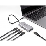 DeLOCK DeLock USB 10 Gbps USB Type-C Hub con 4 x USB Type-C + 1 x USB Type-C PD 85 Watt, Hub USB gris