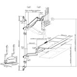 Digitus Estación de trabajo de bipedestación flexible para montaje a la pared, monitor único, Soporte de monitor negro, monitor único, 8 kg, 43,2 cm (17"), 81,3 cm (32"), 100 x 100 mm, Ajustes de altura, Negro