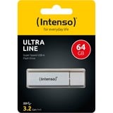 Intenso Ultra Line unidad flash USB 64 GB USB tipo A 3.2 Gen 1 (3.1 Gen 1) Plata, Lápiz USB plateado, 64 GB, USB tipo A, 3.2 Gen 1 (3.1 Gen 1), 70 MB/s, Tapa, Plata