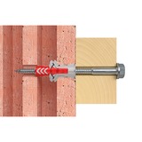 fischer DUOPOWER 10x50, 570550, Pasador gris claro/Rojo