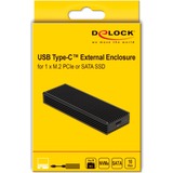 DeLOCK 42004 caja para disco duro externo Caja externa para unidad de estado sólido (SSD) Negro M.2, Caja de unidades negro, Caja externa para unidad de estado sólido (SSD), M.2, PCI Express, SATA, 10 Gbit/s, Conexión USB, Negro