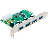 DeLOCK Tarjeta PCIe x1 a 4x USB Tipo-A externo 5 Gbit/s, Controlador USB 