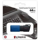 Kingston DataTraveler 64GB USB3.2 Gen 1 Exodia M (Negro + Azul), Lápiz USB azul/Negro, 64 GB, USB tipo A, 3.2 Gen 1 (3.1 Gen 1), Deslizar, 10 g, Negro, Azul