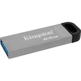 Kingston DataTraveler Kyson unidad flash USB 64 GB USB tipo A 3.2 Gen 1 (3.1 Gen 1) Plata, Lápiz USB plateado, 64 GB, USB tipo A, 3.2 Gen 1 (3.1 Gen 1), 200 MB/s, Sin tapa, Plata