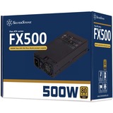 SilverStone FX500 unidad de fuente de alimentación 500 W 20+4 pin ATX Flex ATX Negro, Fuente de alimentación de PC negro, 500 W, 90 - 264 V, 47 - 63 Hz, Activo, 90 W, 500 W