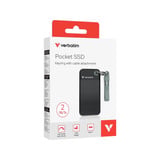 Verbatim Pocket SSD 2 TB USB Tipo C 3.2 Gen 2 (3.1 Gen 2) Negro, Gris, Unidad de estado sólido negro/Gris, 2 TB, USB Tipo C, 3.2 Gen 2 (3.1 Gen 2), 1000 MB/s, 10 Gbit/s, Negro, Gris