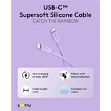 goobay Cable de silicona USB 2.0 lila, conector USB-C > conector USB-C lila