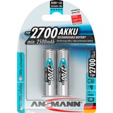 Ansmann Blister 2 X Accu, AA, 2700mAh AA / HR6 Níquel-metal hidruro (NiMH), Batería plateado, AA, 2700mAh, AA / HR6, Níquel-metal hidruro (NiMH), 1,2 V, 2700 mAh, Azul