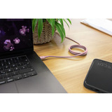 Ansmann Cable de silicona USB-C a USB-C rosa