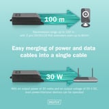 Digitus Inyector Gigabit Ethernet PoE+, 802.3at 30 W, Inyector PoE negro