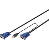 Digitus Juego de cables KVM USB DS-19231, para consolas KVM, Cable Y negro