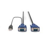 Digitus Juego de cables KVM USB DS-19231, para consolas KVM, Cable Y negro