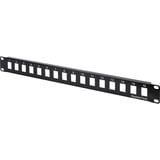 Digitus Panel de parcheo modular, 16 puertos, sin equipar, Patch Panel negro