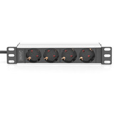 Digitus Regleta de enchufes de 10" con perfil de aluminio, 4 salidas, 1U negro/Aluminio