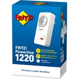 FRITZ! FRITZ!Powerline 1220, PowerLAN Powerline 1220, 1200 Mbit/s, Tipo F, Gigabit Ethernet, 10,100,1000 Mbit/s, 10BASE-T, 100BASE-T, 1000BASE-T, 3 W