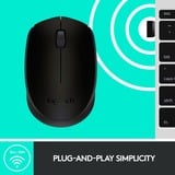 Logitech B170 Ratones, Ratón negro, Ambidextro, Óptico, RF inalámbrico, Gris