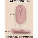 Logitech Pebble 2 M350s ratón Viajes Ambidextro RF Wireless + Bluetooth Óptico 4000 DPI rosa, Ambidextro, Óptico, RF Wireless + Bluetooth, 4000 DPI, Rosa