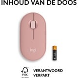 Logitech Pebble 2 M350s ratón Viajes Ambidextro RF Wireless + Bluetooth Óptico 4000 DPI rosa, Ambidextro, Óptico, RF Wireless + Bluetooth, 4000 DPI, Rosa