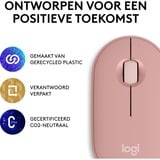 Logitech Pebble 2 M350s ratón Viajes Ambidextro RF Wireless + Bluetooth Óptico 4000 DPI rosa, Ambidextro, Óptico, RF Wireless + Bluetooth, 4000 DPI, Rosa