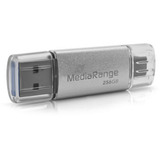 MediaRange Kombo-Speicherstick 256 GB, Lápiz USB plateado/Transparente