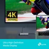 TP-Link UH6120C hub de interfaz USB Tipo C Gris, Estación de acoplamiento gris/Negro, USB Tipo C, USB Tipo C, Gris, Cable redondo, 0,18 m, 118,2 mm