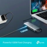 TP-Link UH6120C hub de interfaz USB Tipo C Gris, Estación de acoplamiento gris/Negro, USB Tipo C, USB Tipo C, Gris, Cable redondo, 0,18 m, 118,2 mm