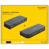 DeLOCK 11482 interruptor KVM Negro, Switch KVM 7680 x 4320 Pixeles, 8K Ultra HD, Negro