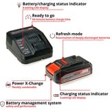 EINHELL PXC-Starter-Kit Juego de cargador y baterías, Conjunto negro, Juego de cargador y baterías, 2,5 Ah, 18 V, Negro, Rojo, 0,83 h, 200 - 250 V