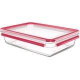 Emsa CLIP & CLOSE N1041200 recipiente de almacenar comida Rectangular Caja 3 L Transparente 1 pieza(s) transparente/Rojo, Caja, Rectangular, 3 L, Transparente, Vidrio, 420 °C