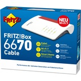 FRITZ! FRITZ!Box 6670, Router blanco/Rojo, Box 6670, Wi-Fi 7 (802.11be), Doble banda (2,4 GHz / 5 GHz), Ethernet, Blanco, Router de sobremesa