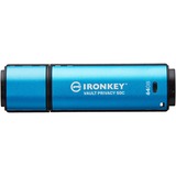 Kingston IronKey Vault Privacy 50 64 GB, Lápiz USB celeste/Negro