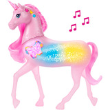 Mattel Barbie unicornio brillante y luminoso, Muñecos 