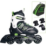 Muuwmi Patines en línea infantiles ajustables Talla 33-36 verde/Negro