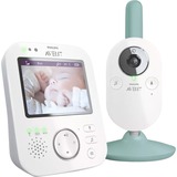 Philips Baby monitor SCD841/26 video-monitor para bebés 300 m FHSS Blanco, Vigilabebés blanco/Verde, 300 m, 50 m, FHSS, 2.4 GHz, Blanco, 8,89 cm (3.5")