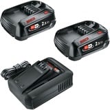 Bosch Set de inicio de batería 18V 2x 2,5Ah + cargador rápido AL 18V-44, Conjunto negro