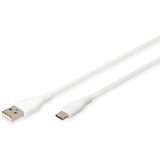 Digitus Cable de conexión USB 2.0 de silicona USB-A > USB-C blanco