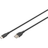 Digitus Cable de conexión de silicona USB 2.0 USB-A > USB-C negro