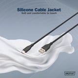 Digitus Cable de conexión de silicona USB 2.0 USB-A > USB-C negro