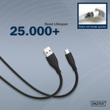 Digitus Cable de conexión de silicona USB 2.0 USB-A > USB-C negro