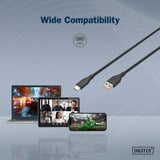 Digitus Cable de conexión de silicona USB 2.0 USB-A > USB-C negro