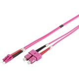 Digitus Cable de parche de fibra óptica, dúplex, conector LC > SC, multimodo OM4 violeta claro