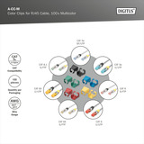 Digitus Clips de colores para cables de parcheo - Mezclados (20 piezas cada uno), Grapas de cable multicolor