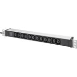 Digitus Regleta de enchufes 19" PDU con perfil de aluminio, 12 tomas C13 negro/Aluminio
