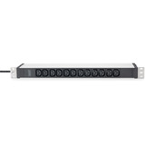 Digitus Regleta de enchufes 19" PDU con perfil de aluminio, 12 tomas C13 negro/Aluminio