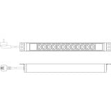 Digitus Regleta de enchufes 19" PDU con perfil de aluminio, 12 tomas C13 negro/Aluminio