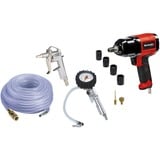 EINHELL Llave de impacto neumática TC-PW 340 con accesorios, juego de 10 piezas, Tornillo de percusión negro/Rojo
